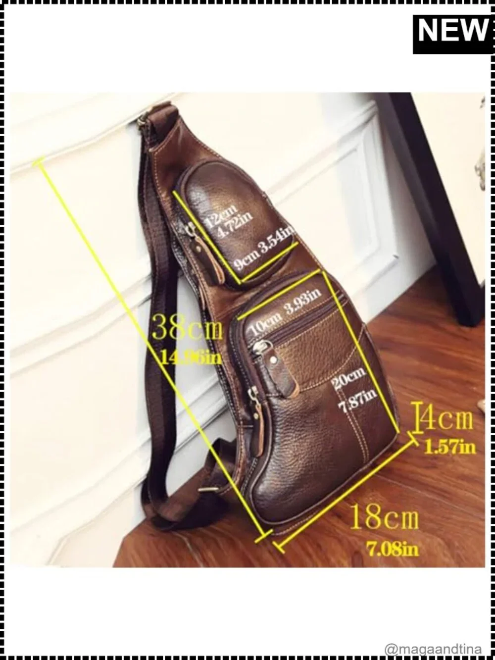 Genuine Leather Sling Bag Crossbody Backpack Chest Daypack for Men Travel